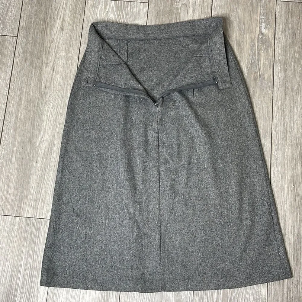Vintage Gray Wool Blend A Line Skirt_8